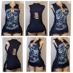 Edgy Black Graphic Tank Top